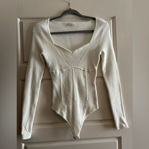 Abercrombie & Fitch Cream Sweater Corset Bodysuit